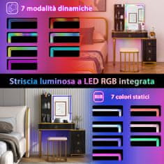 Costway Toaletni stol s 7 dinamičnih i 7 statičnih podesivih LED svjetala crni
