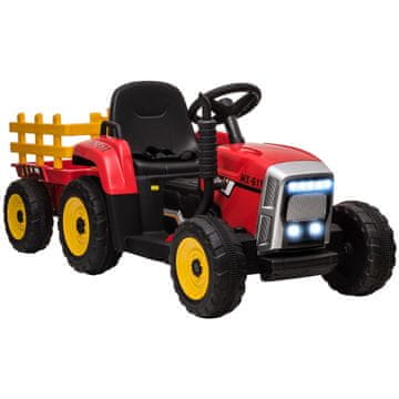Homestar Električni traktor na baterije za djecu s prikolicom 136,5x50x52,5 cm crveni
