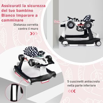 Costway Hodalica za bebe 4 u 1 73x64x50,5/53,5/55,5 cm bijela