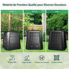Costway Vrtni komposter 380L s poklopcem i podesivim ventilima crni