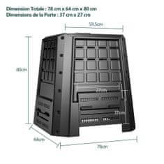 Costway Vrtni komposter 380L s poklopcem i podesivim ventilima crni