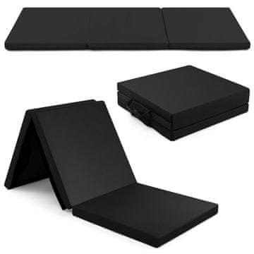 Costway Preklopiva gimnastička podloga 182x61 cm crna s ručkama i uklonjivim patentnim zatvaračem