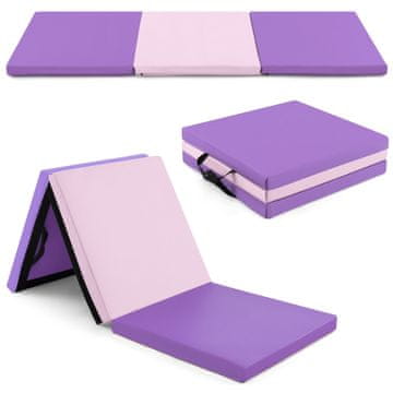 Costway Preklopiva gimnastička prostirka 182x61 cm, ružičasta i ljubičasta