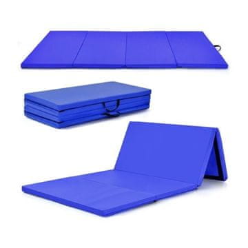 Costway Sklopiva gimnastička podloga 240x120x5 cm plava s čičkom i 2 ručke