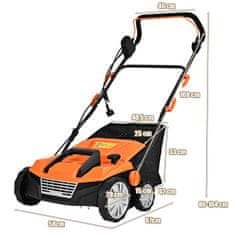 Costway Električni aerator za travnjak 1800W, 2 razine dubine rada, 67x58x86-104 cm, narančasti