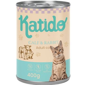 slomart KATIDO mokra hrana za mačke, teleće meso s kunićem, 400g