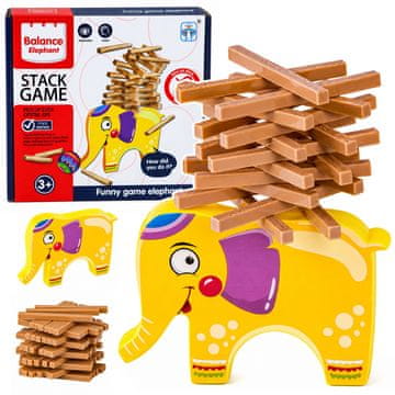 slomart LEAN TOYS Balansiranje slona, igra s kockama za djecu, 61 el.