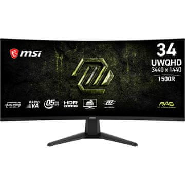 Monitor MAG 346CQDF E20 / 86,4 cm (34") / 3440x1440 (UWQHD) / Rapid VA / UWQHD (3440 x 1440): 200Hz, HD (1720 x 720): 400Hz / 0.5 ms (Min.) (GTG) / 300 nits / 4000:1