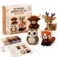 Vixson DIY komplet za izradu 3D životinja od perlica, 4 figurice, kreativni set za rukotvorine s priborom | ANIBEAD Šumski prijatelji
