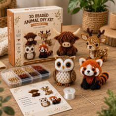 Vixson DIY komplet za izradu 3D životinja od perlica, 4 figurice, kreativni set za rukotvorine s priborom | ANIBEAD Šumski prijatelji