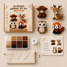 Vixson DIY komplet za izradu 3D životinja od perlica, 4 figurice, kreativni set za rukotvorine s priborom | ANIBEAD Šumski prijatelji
