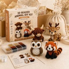 Vixson DIY komplet za izradu 3D životinja od perlica, 4 figurice, kreativni set za rukotvorine s priborom | ANIBEAD Šumski prijatelji