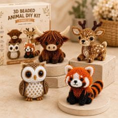 Vixson DIY komplet za izradu 3D životinja od perlica, 4 figurice, kreativni set za rukotvorine s priborom | ANIBEAD Šumski prijatelji