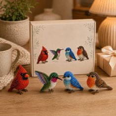 Vixson DIY komplet za izradu 3D životinja od perlica, 4 figurice, kreativni set za rukotvorine s priborom | ANIBEAD Ptice u dvorištu