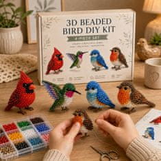 Vixson DIY komplet za izradu 3D životinja od perlica, 4 figurice, kreativni set za rukotvorine s priborom | ANIBEAD Ptice u dvorištu