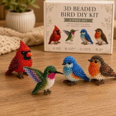 Vixson DIY komplet za izradu 3D životinja od perlica, 4 figurice, kreativni set za rukotvorine s priborom | ANIBEAD Ptice u dvorištu