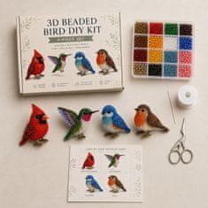 Vixson DIY komplet za izradu 3D životinja od perlica, 4 figurice, kreativni set za rukotvorine s priborom | ANIBEAD Ptice u dvorištu