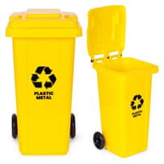 Northix 120L žuta HDPE kanta za otpad s gumenim kotačima