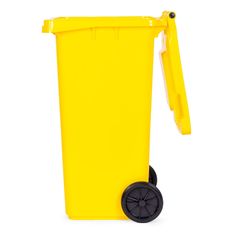 Northix 120L žuta HDPE kanta za otpad s gumenim kotačima