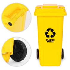 Northix 120L žuta HDPE kanta za otpad s gumenim kotačima