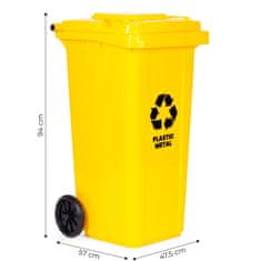 Northix 120L žuta HDPE kanta za otpad s gumenim kotačima