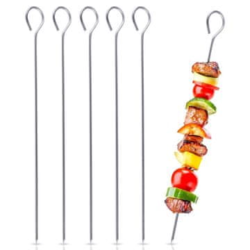 Northix Ražnjići od nehrđajućeg čelika za roštilj, 40 cm, set od 6 komada