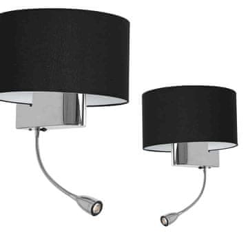CASINO CRNA/KROMIRANA zidna lampa 1xE27 + 1W LED
