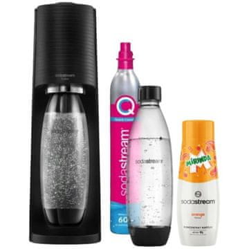 SodaStream Terra Black Saturator + CO2 patrona 2 boce Fuse 1L Mirinda sirup Crni