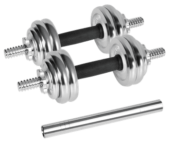 BE Rebel Active RBA-2326-15 kromirane bučice od lijevanog željeza, podesive u torbici s šipkom od 15 kg (5901890122115)