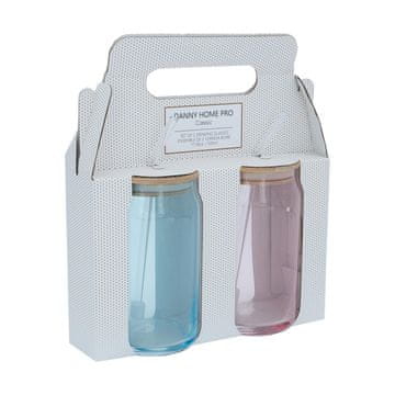 Homestar Staklena teglica Classic 2 kom 500 ml s poklopcem i staklenom slamkom