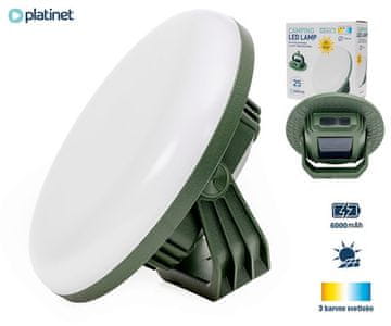 Platinet PGCL02S Camping solarna LED svjetiljka, 1400 lumena, 21W, 8000mAh, 14000-2900K, USB-C, zelena