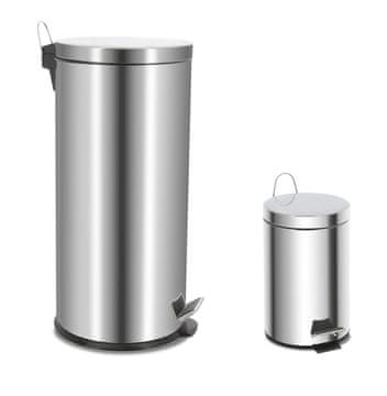 Set kanti za otpad za dom - 30L, 3L srebrne boje
