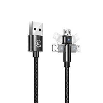 USAMS pleteni okretni kabel U60 2A microUSB crno/crno 1m SJ478USB01 (US-SJ478)