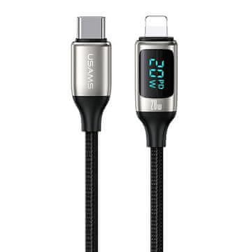 USAMS pleteni kabel U78 USB-C na Lightning LED 1,2 m 20 W PD brzo punjenje bijelo/bijelo SJ545USB02 (US-SJ545)