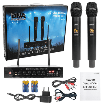 DNA VM bežični mikrofonski ozvučenje s dvostrukim vokalnim efektom, SET 518-542 MHz, USB, Bluetooth