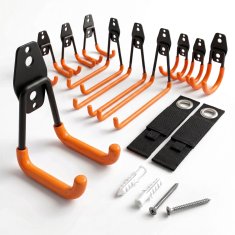 Northix 12-dijelni set za zidne kuke i organizatore kabela - crno/narančasti