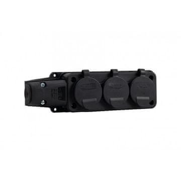 F-ELEKTRO Gumena utičnica, traka 3x230V 16A IP54 crna