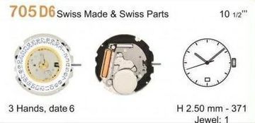Ronda 705 / 704 H1 datum 6 Mvt. 705 10 1/2``` SC DATE6 kvarc (371)