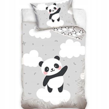 Carbotex Pamučna posteljina Panda 90x120 40x60 Oblaci Siva za Dječji krevetić