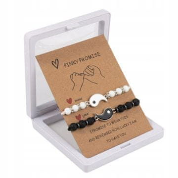 Narukvice za dvoje Yin Yang Pinky Promise Bijelo-crni set od 2