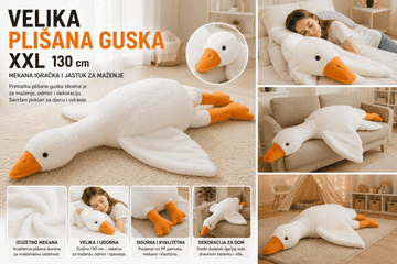 Kruzzel Kruzzel velika plišana guska 130 cm – mekana igračka i jastuk, 0+
