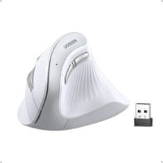 Ugreen ergonomski vertikalni miš, Bluetooth, Wi-Fi, bijeli (45759)