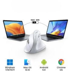 Ugreen ergonomski vertikalni miš, Bluetooth, Wi-Fi, bijeli (45759)