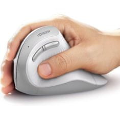 Ugreen ergonomski vertikalni miš, Bluetooth, Wi-Fi, bijeli (45759)