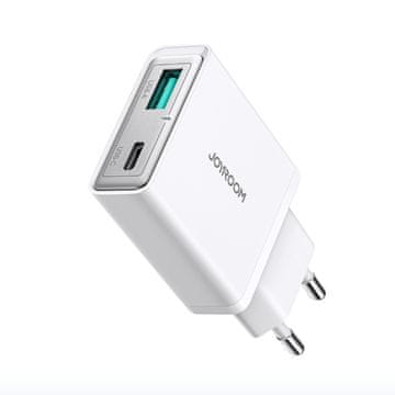 Joyroom Mali i super tanki 20W USB-A USB-C zidni punjač - bijeli