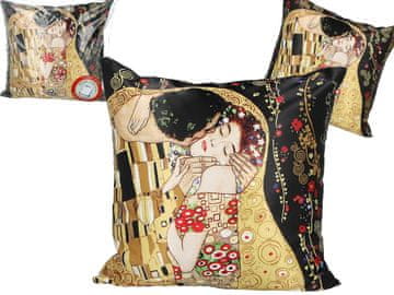 Jastuk s punjenjem/patentnim zatvaračem - G. Klimt, Poljubac (crna pozadina) (CARMANI)