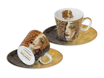 Carmani, set od 2 šalice za espresso 100ml - GUSTAV KLIMT/Zlatne suze (bijela i crna pozadina)