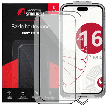 Novo zaštitno staklo Screen Samurai za Apple iPhone 16 s okvirom Easy Fit | Pakiranje od 2 komada