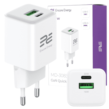 Novi MD-3083Z GaN 30W USB-A USB-C QC PD zidni punjač