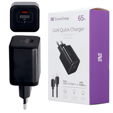 Novi MD-651mC GaN 65W USB-C QC PD zidni punjač + 100cm USB-C kabel